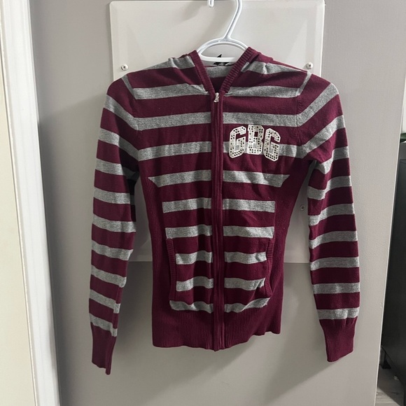 GBG Maroon and Gray Striped Hoodie - Picture 1 of 1